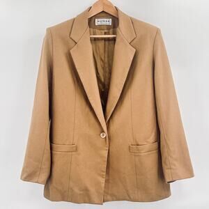 Vintage 100% Pure Wool‎ Blazer Old Money Made in USA Dumas Camel Tan Size 10
